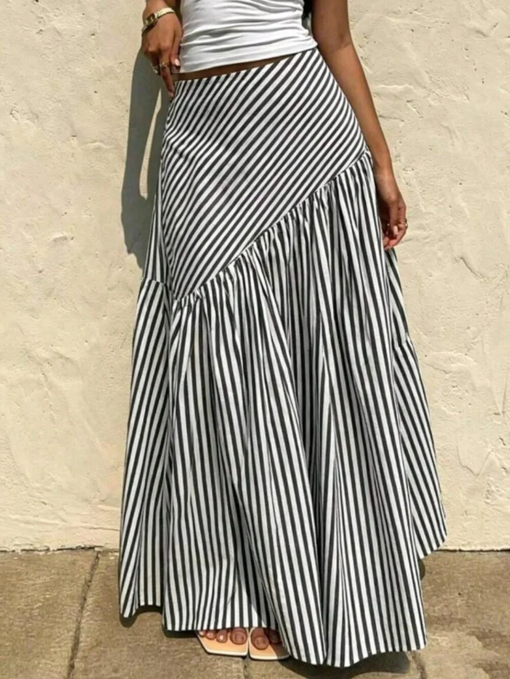 Elegant All-Season Versatile French Casual Bohemian Style Woven Fabric Flared